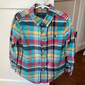 Ralph Lauren multi colored plaid boys button down size 5
